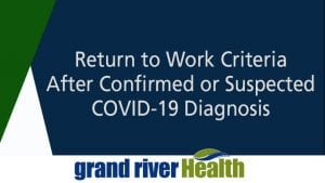 Read more about the article Return to Work Criteria after Confirmed or Suspected COVID-19 Diagnosis